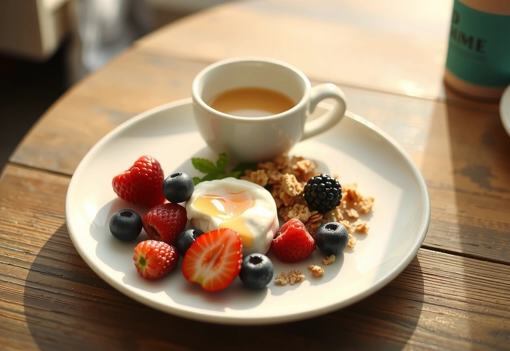 Talíř s pestrou zdravou snídaní